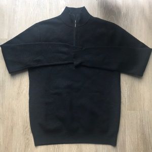 Merino wool mock neck zip up